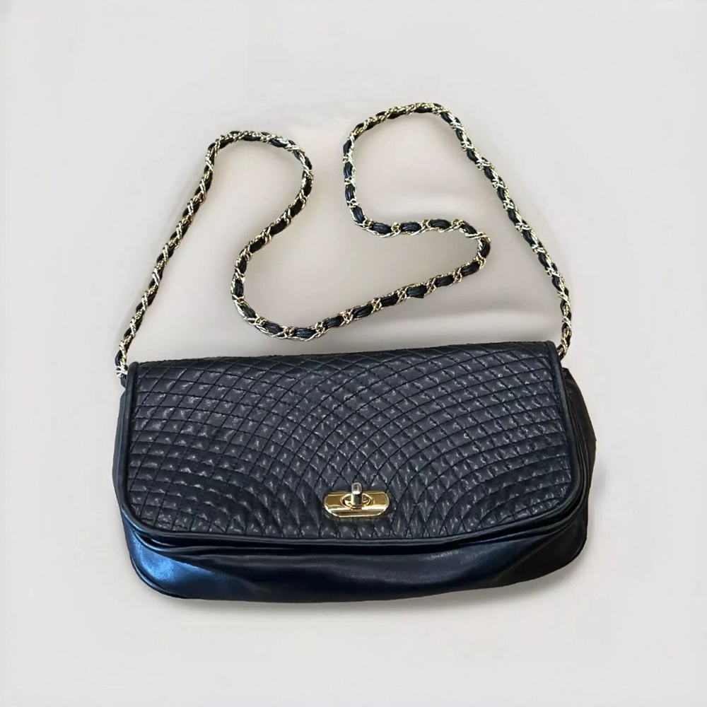 Ande Quilted Womens Crossbody Twist Lock Handbag EUC